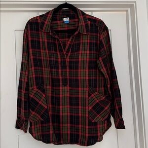 Kavu Red and Black Plaid Shirt Tunic with pockets S